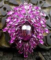 Jarin Kasi Pink Pear Shaped Crystal Brooch/Pin