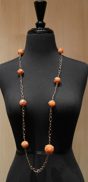 Pade Vavra Sponge Coral Bead, Diamond and 18K Peach Gold  Necklace