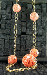 Pade Vavra Sponge Coral Bead, Diamond and 18K Peach Gold  Necklace