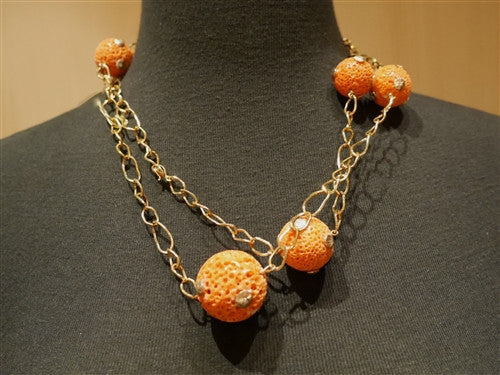 Pade Vavra Sponge Coral Bead, Diamond and 18K Peach Gold  Necklace