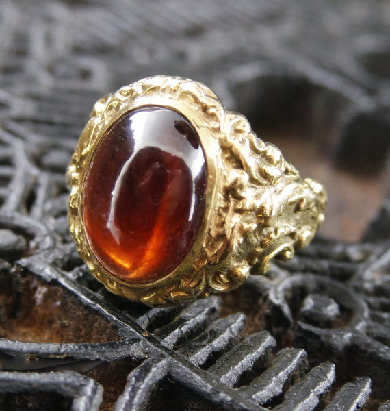 Estate 14K Yellow Gold and Hessonite Garnet Ring