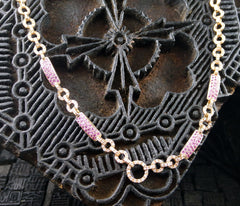 Robert Wander 18K Rose Gold, Pink Sapphire, and Diamond Link Chain Necklace