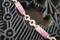 Robert Wander 18K Rose Gold, Pink Sapphire, and Diamond Link Chain Necklace