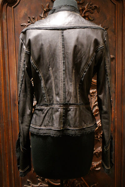 Raw 7 Embellished Black Leather Jacket