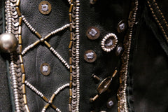 Raw 7 Embellished Black Leather Jacket