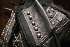 Raw 7 Embellished Black Leather Jacket