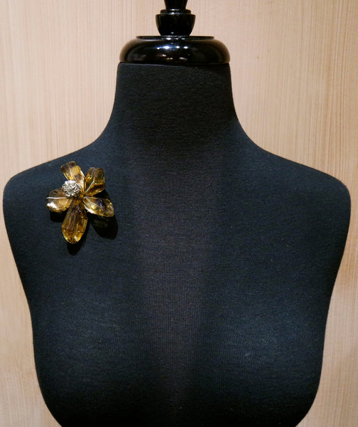 Siman Tu Lemon Citrine and Pyrite Flower Brooch