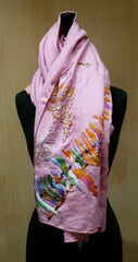 Flying Fig Hand Embroidered Cashmere Scarf/Wrap