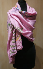 Flying Fig Hand Embroidered Cashmere Scarf/Wrap