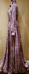 Jenny Packham Pink and Coco Brown Croc Printed Silk Belted Floor Length Shirt Dress