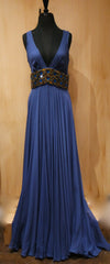 Jenny Packham Jeweled Navy Gown with Jeweled Waistband