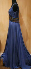 Jenny Packham Jeweled Navy Gown with Jeweled Waistband