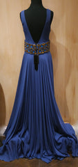 Jenny Packham Jeweled Navy Gown with Jeweled Waistband