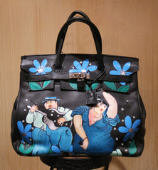 Handpainted Botero-esque Dancers on Birkin Style Bag