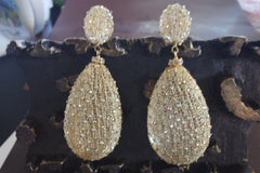 Roni Blanshay Golden Mesh Shadow Large Drop Earrings