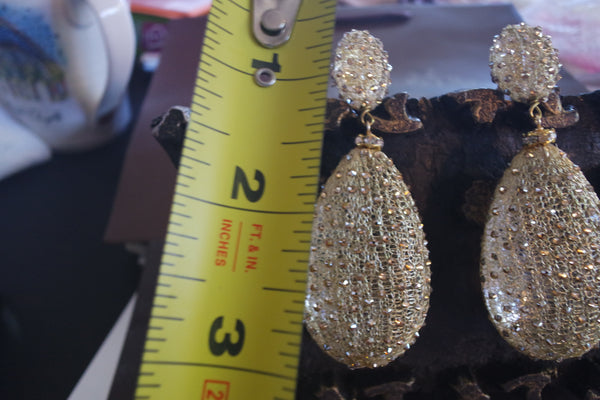 Roni Blanshay Golden Mesh Shadow Large Drop Earrings