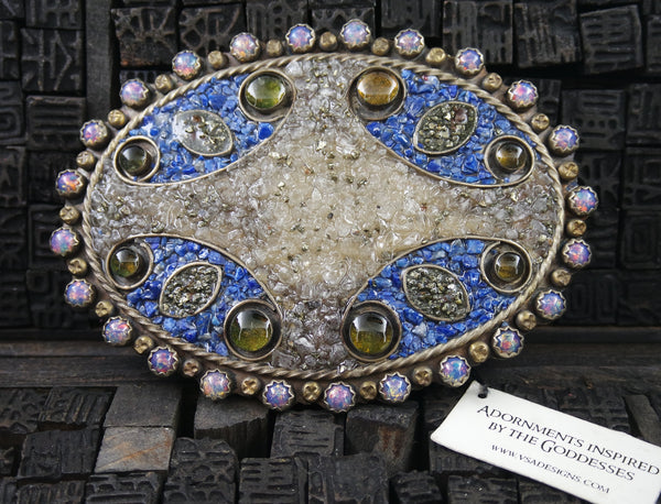 VSA Virgins, Saints & Angels Oval Mosaic Grande Buckle in Blue