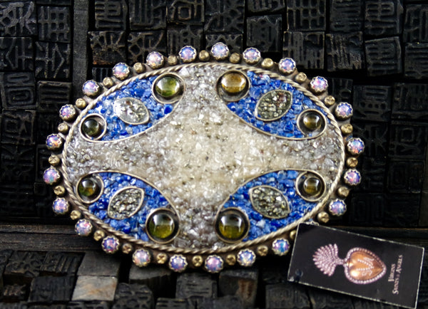 VSA Virgins, Saints & Angels Oval Mosaic Grande Buckle in Blue