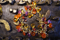 Talisman Unlimited 14K Yellow Gold, Pink Tourmaline, Citrine, Carnelian and Fire Opal Bracelet