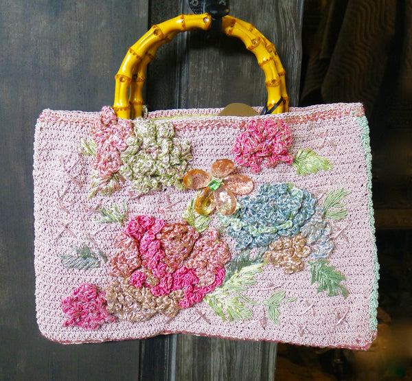 Lorenza Hand Crocheted Silk with Murano Glass Rina Roger Handbag