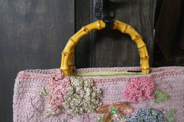 Lorenza Hand Crocheted Silk with Murano Glass Rina Roger Handbag