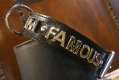 Doggie Dog "Hug Me I'm Famous" Leather Dog Collar