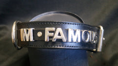 Doggie Dog "Hug Me I'm Famous" Leather Dog Collar