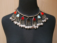 Kuchi Tribe Gypsy Necklace with Colored Stones