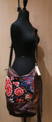 J.P. and Mattie H'mong Tribe Vintage Fabric and Leather Shoulderbag with Fringe