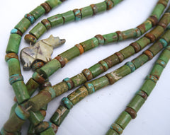 Southwestern Green Turquoise 6 Strand Necklace with Sterling Beads