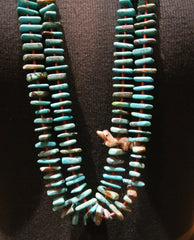 Southwestern Turquoise and Silver Two Strand Necklace with Heishi