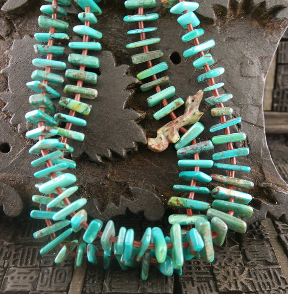 Southwestern Turquoise and Silver Two Strand Necklace with Heishi