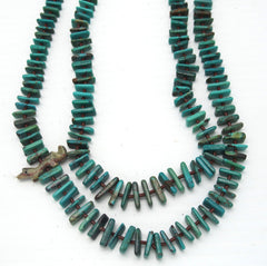 Southwestern Turquoise and Silver Two Strand Necklace with Heishi