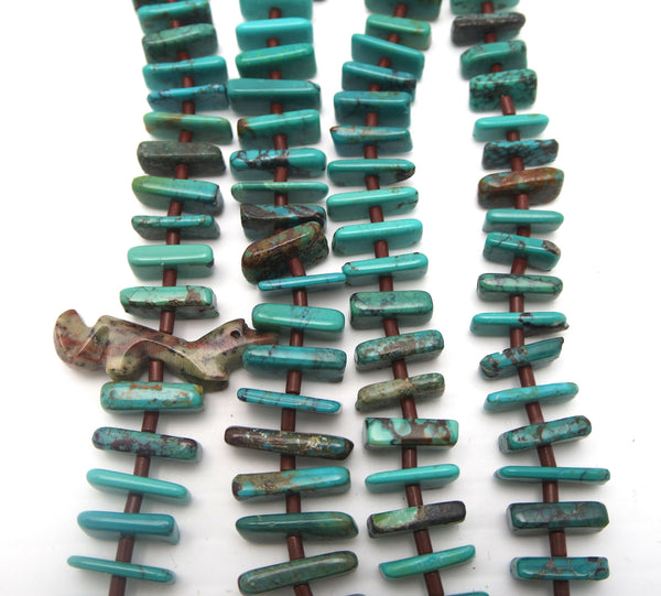 Southwestern Turquoise and Silver Two Strand Necklace with Heishi