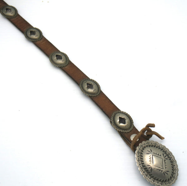 Southwestern Silver and Leather Children's Concha Belt or Hatband