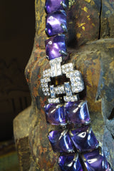 Estate Art Deco Platinum, Amethyst, and Diamond Two Strand Necklace