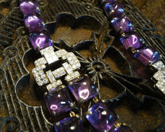 Estate Art Deco Platinum, Amethyst, and Diamond Two Strand Necklace