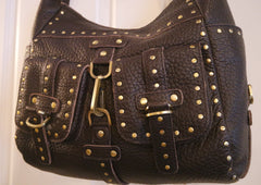 Rafe Studded Leather Purse in Dark Brown