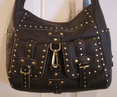 Rafe Studded Leather Purse in Dark Brown