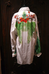 Raw 7 Lotus Design on Embroidered White Shirt