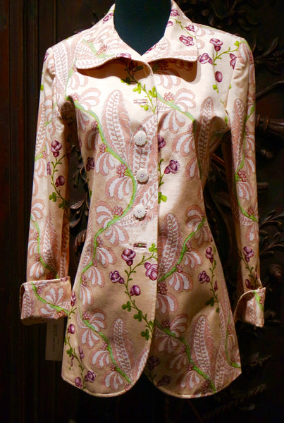 Quadrille Silk Jacket in Rose Fern Print