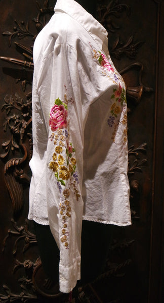 And Cake White Shirt with Floral Embroidery