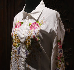 And Cake White Shirt with Floral Embroidery