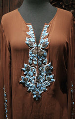 INCA - Brown Cover Up with Turquoise Beading