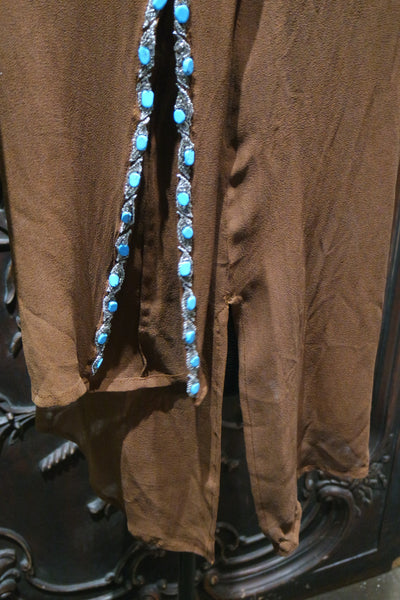 INCA - Brown Cover Up with Turquoise Beading