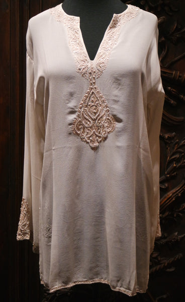 Tanja Pignatelli Silk Embellished Tunic Top