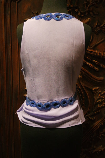 Tanja Pignatelli Lavender Camisole Shirt with Periwinkle Beaded Neckline