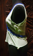 Tanja Pignatelli Green Cami Shirt with Blue Beaded Neckline