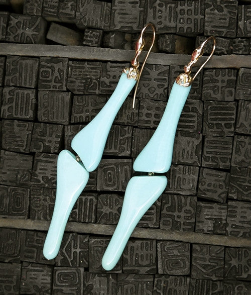 Lucifer Vir Honestus 18K Gold and Turquoise "Bones" Drop Earrings