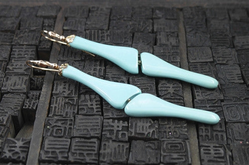 Lucifer Vir Honestus 18K Gold and Turquoise "Bones" Drop Earrings